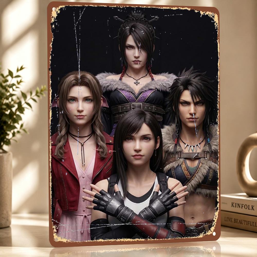 Final Fantasy D Texture Printed Poster Custom Vintage Metal Tin Plate Sign for Wall Art Home Decor Accessories Wand Deko Items