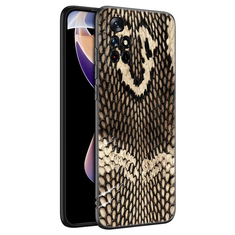 Fashion Snake Skin Black Silicone Phone Case For Xiaomi Redmi Note 10 11 11S 12 13 4G 8 9 11T Pro 5G Plus 8T 9S 10S 12S