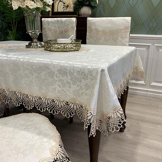 Tablecloth Rectangle Luxury Embroidery Lace Round Table Cover Flower Elegant Hollow Out Table Dining Cloth Table Flag Towels