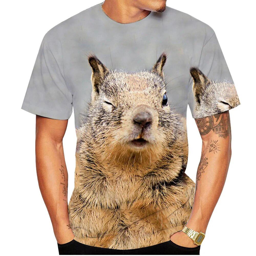 Summer Funny Squirrel 3D Print T-Shirts Streetwear Casual Men Women Fashion Short Sleeve T Shirt O-Neck Male Tees Tops Clothing