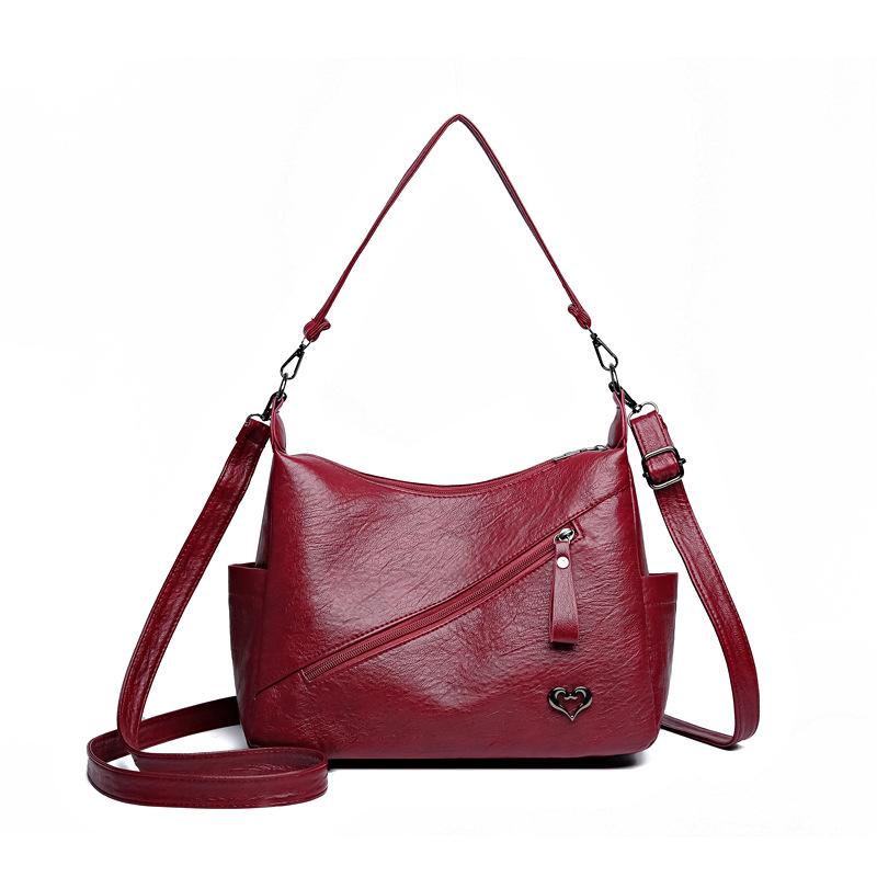 Small Square Bag Women's Soft Leather Handbag Shoulder Crossbody Bag Mother Bag