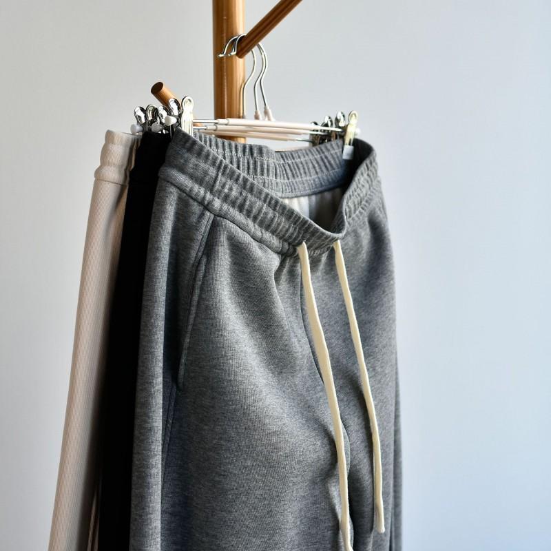 70% Cotton 30% Spandex Wide Leg Pants Winter Womens Loose Straight High Waist Warm Trousers