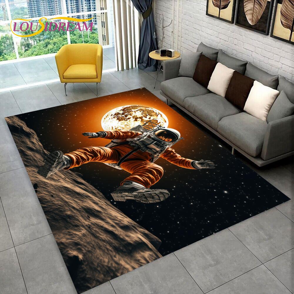 Космический Космонавт Мультяшный 3D Ковер Вселенная для Гостиной Спальни, Нескользящий Коврик для Дивана Прихожей Дети
