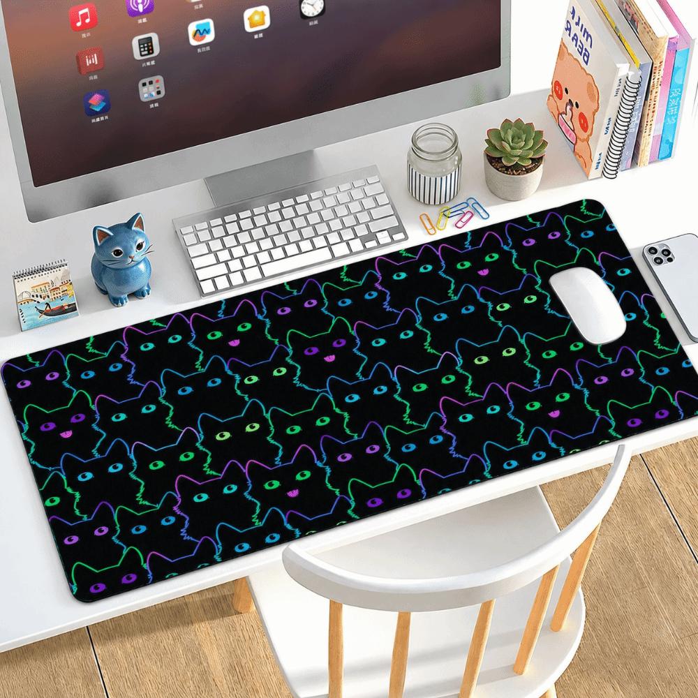 Non Slip Black Cat Mouse Pad Extra Large Desk Pad Cute Desk Pad Protector for Computer Desk