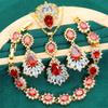 European and N Style Luxurious Ruby Anti-allergy Zircon Pendant Earrings Necklace Jewelry Set