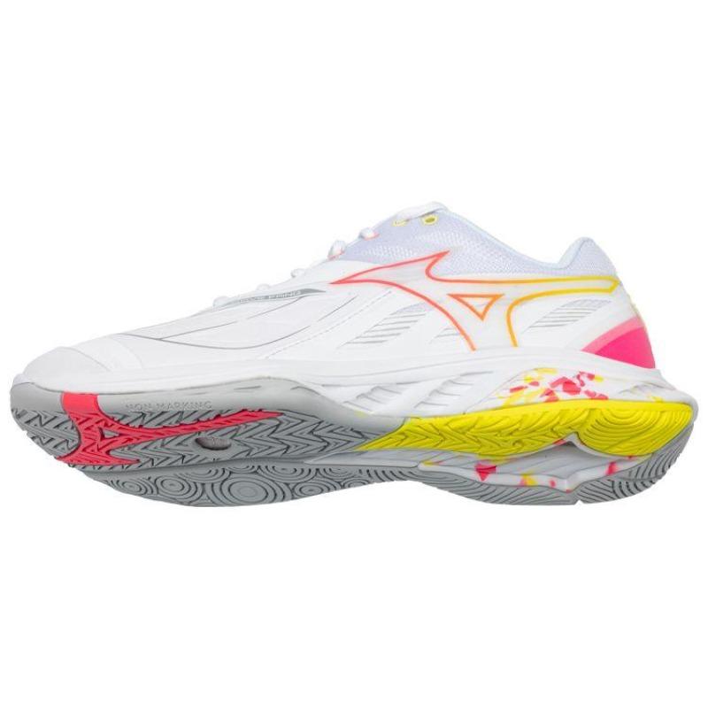 Mizuno Wave Claw Fang 2 Унисекс Низкие Бадминтонные Кроссовки Белый Желтый Розовый 71GA231322