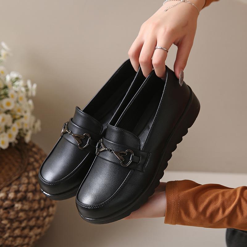 Длинные туфли водонепроницаемые рабочие туфли кухонные женские повседневные кожаные туфли из натуральной кожи мягкая подошва нескользящая женская обувь для мам