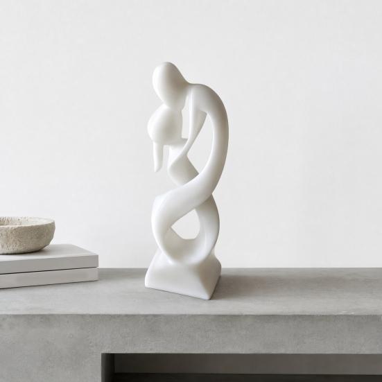 Kiss of Love Figurine, 3D Printed Kissing Couple Statue, White Abstract Art Man And Woman Sculpture for Home Table Shelf Entrance Cabinet Decor