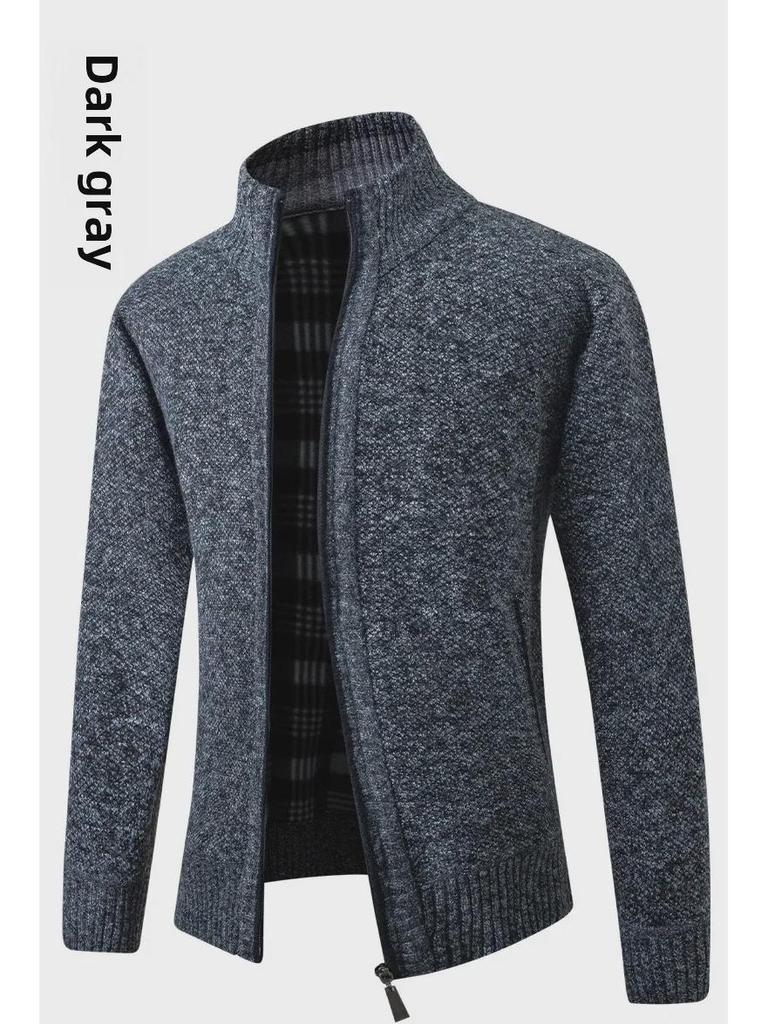 European Men's Thick Knitted Stand Collar Sweater Cardigan 2022 Edition