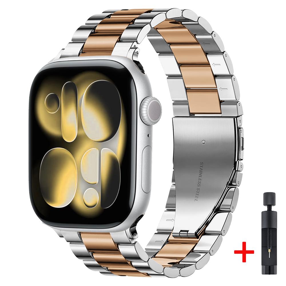 Металлический ремешок для Apple Watch 46мм 42мм 45мм 44мм 40 41мм Ultra 3 2 1 49мм Модный браслет iWatch Серии 11 10 9 8 7 6 5 SE3