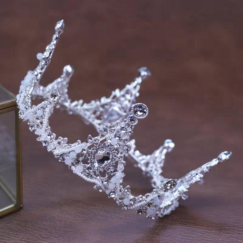 Bridal Crown Internet Celebrity Friends Friends Girlfriends Gift Round Crown 18-Year-Old Adult Gift Headgear Rhinestone Crystal Crown