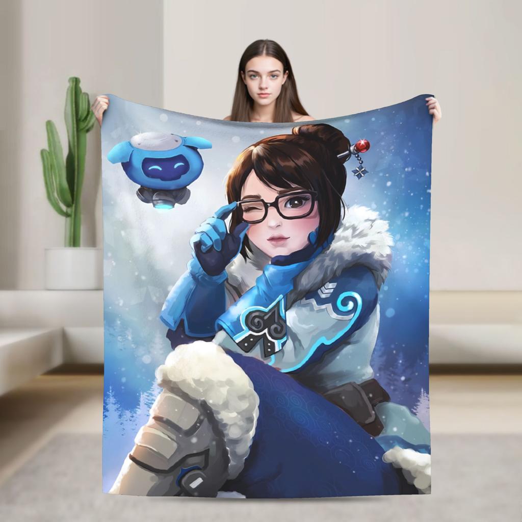 Фланелевое одеяло Overwatch 2 Мягкое прочное покрывало для дивана кровати кемпинга Графическое покрывало Чехол для дивана-кровати