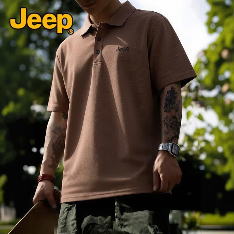 Jeep Мужская дышащая футболка-поло с коротким рукавом из ледяного шелка