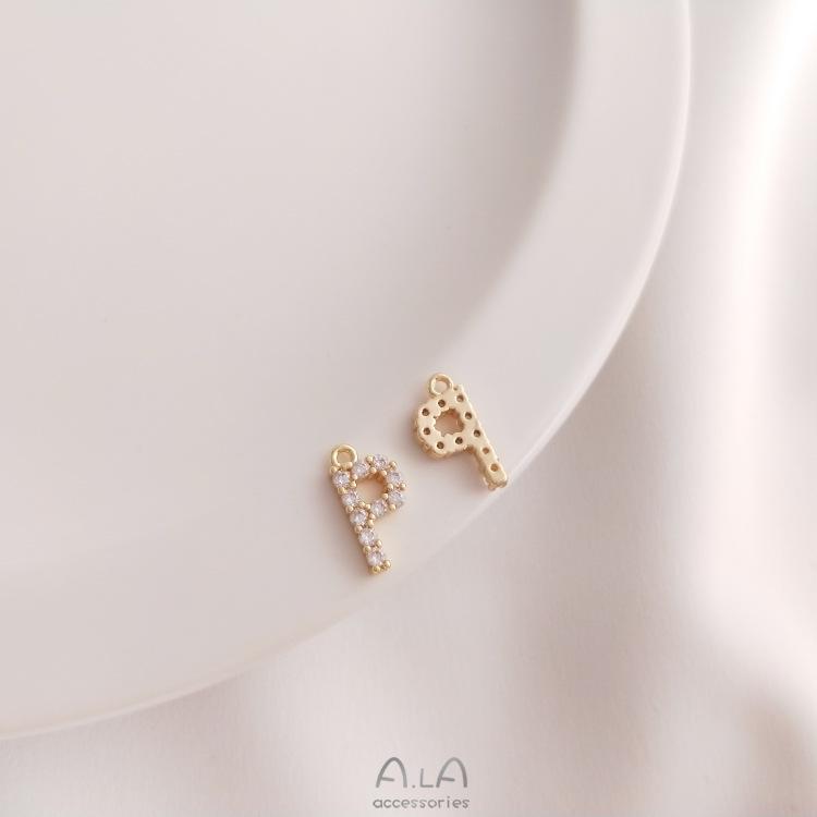 14K Gold Plated Zircon Alphabet Pendant for DIY Jewelry Accessories