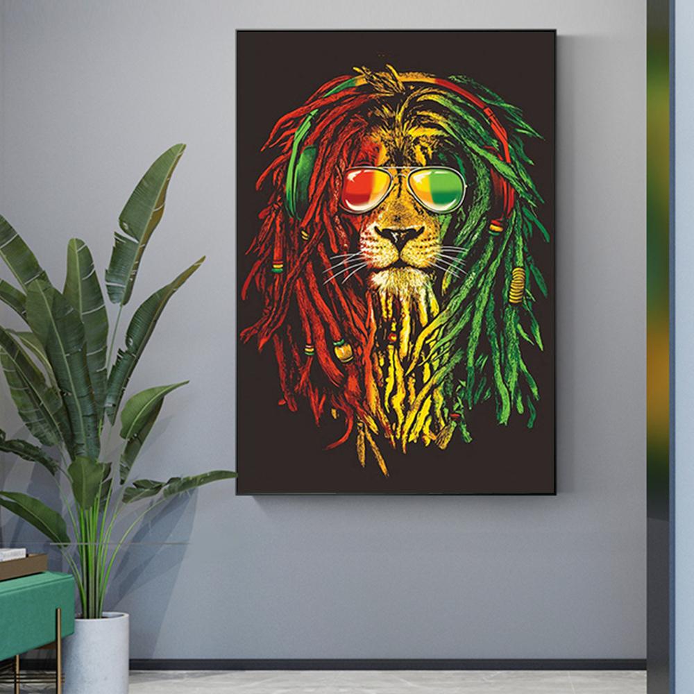 Цветные граффити с изображением льва для украшения интерьера, постеры и HD-картины для декора гостиной, холст