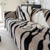 Bunny Cashmere Zebra Pattern Sofa Cushion Autumn and Winter Light Luxury Leather Sofa Cushion Non-Slip New Winter Plush Sofa Cover Cloth