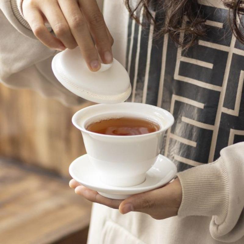 Керамическая высококачественная крышка чаши портативный бараний жир нефритовый белый фарфор один чайный сервиз простой домашний свет роскошный фильтр крышка чаши