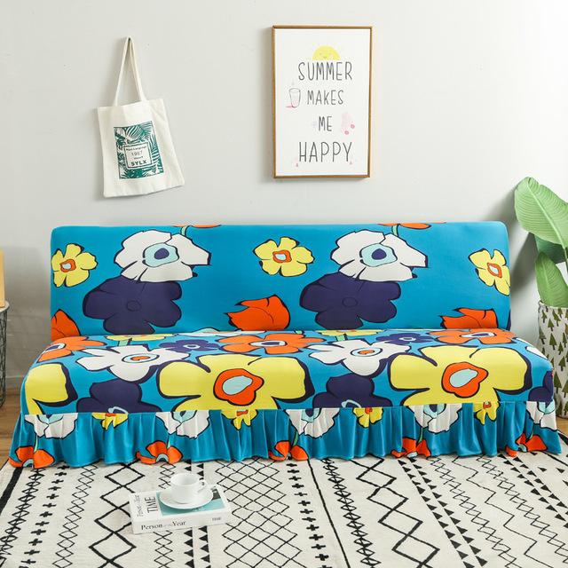 Чехол для дивана Modern Floral Series с юбкой по краю для складного дивана без подлокотника, всеобъемлющий эластичный защитный чехол