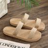 Ethnic Style Imitation Straw Weaving Travel Imitation Hemp Bottom Women's Cool Slippers Han Chao Outer Wear One-word Fashion Beach Girls Slippers