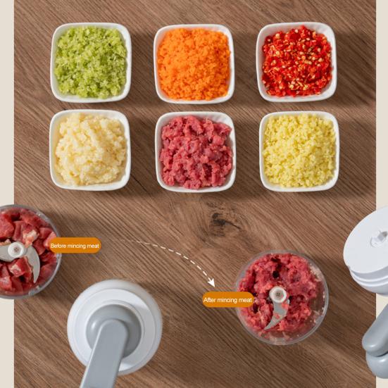 250ML Multifunctional Garlic Chopper Rust-Proof Stainless Steel Blades Easy Rotation Garlic Grinder for Chopping Ginger Potatoes Onions