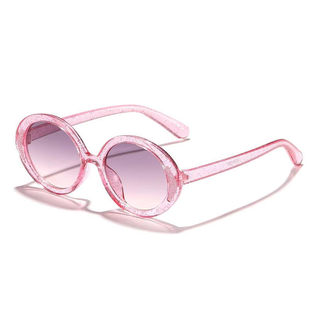 2026 Children's Candy Color Fine Flash Oval Frame Cute Baby Trendy Fashion Street Photography Sunshade Sunglasses