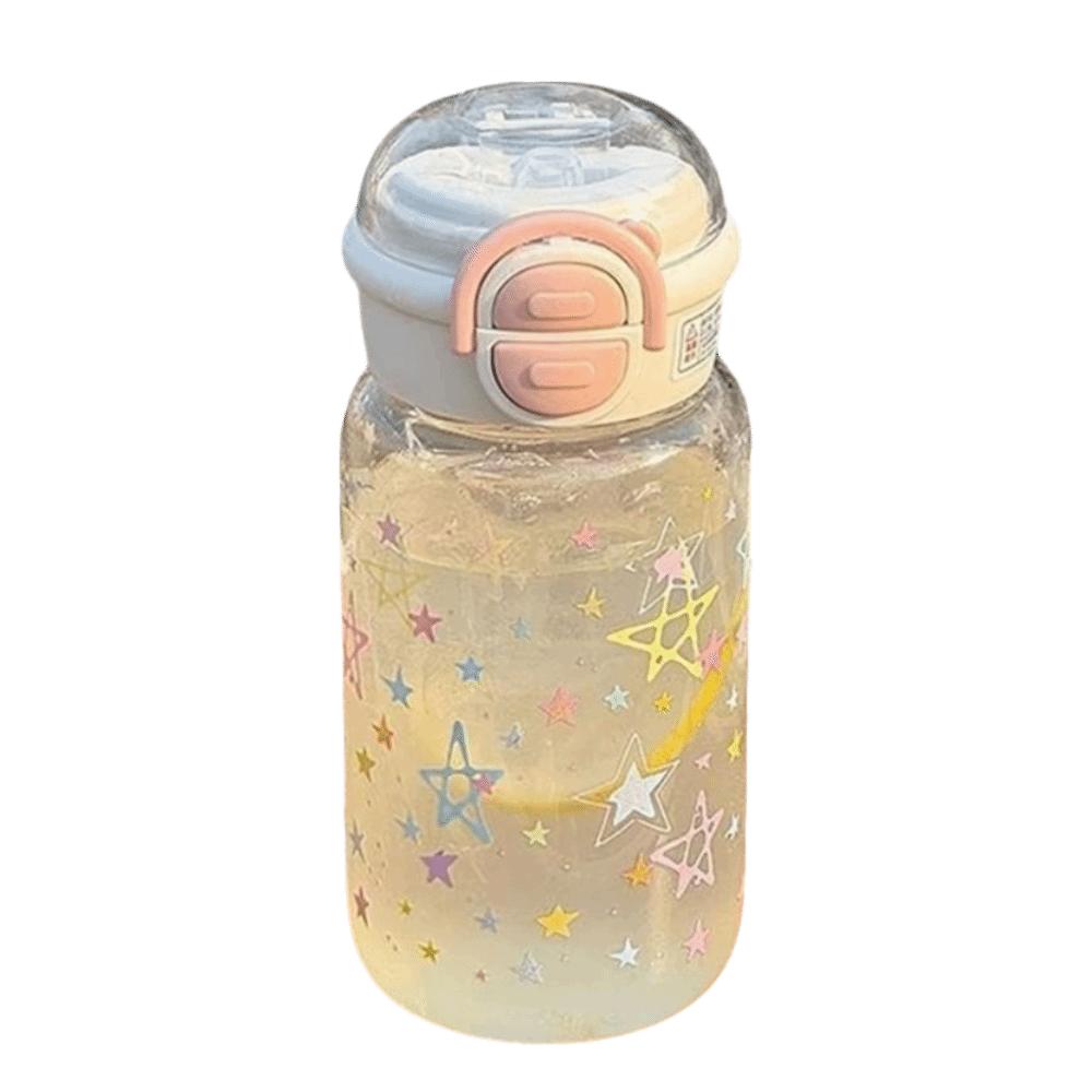 with Straw Star Water Bottle 500ML Drinking Bottle Kawaii Water Tumbler Ice Coffee