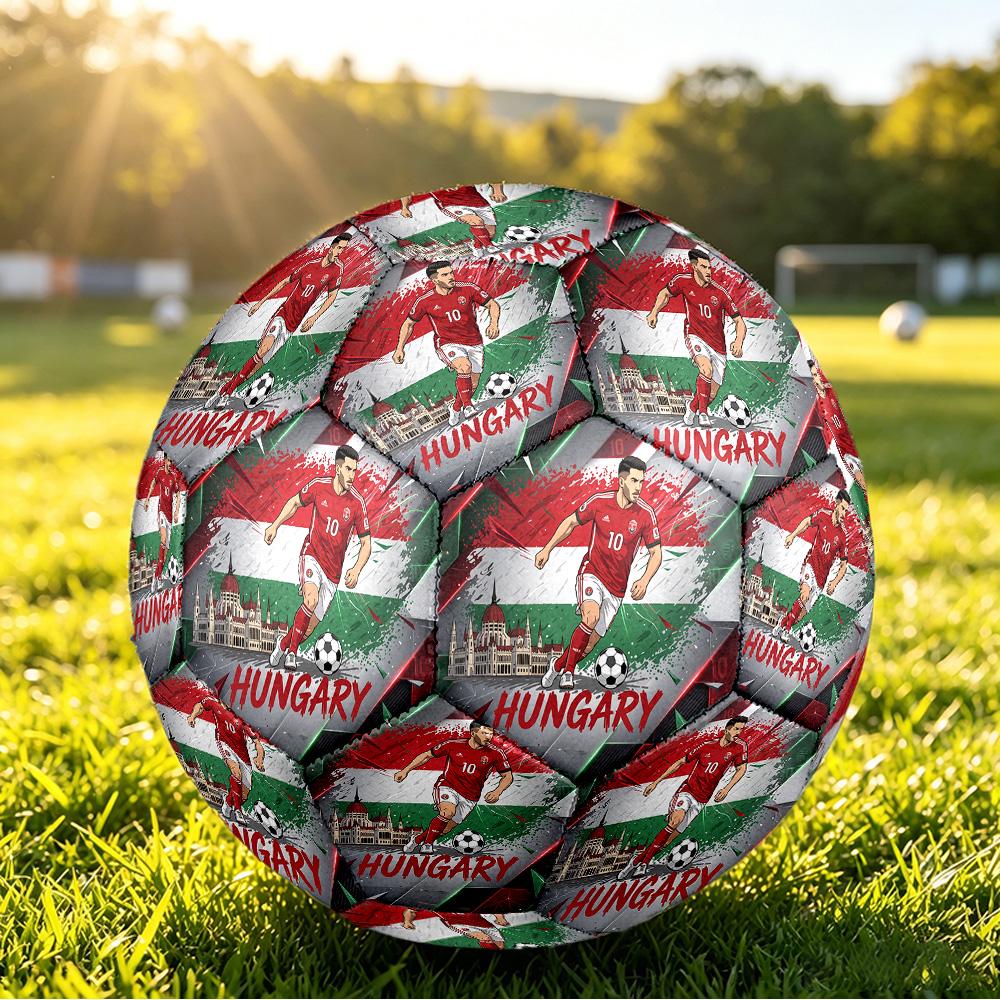 Hungary Football Printed Size 5 Soccer Ball Wear Resistant Standard Adult Training Football Fan Gift for Indoor Outdoor Match Sports
