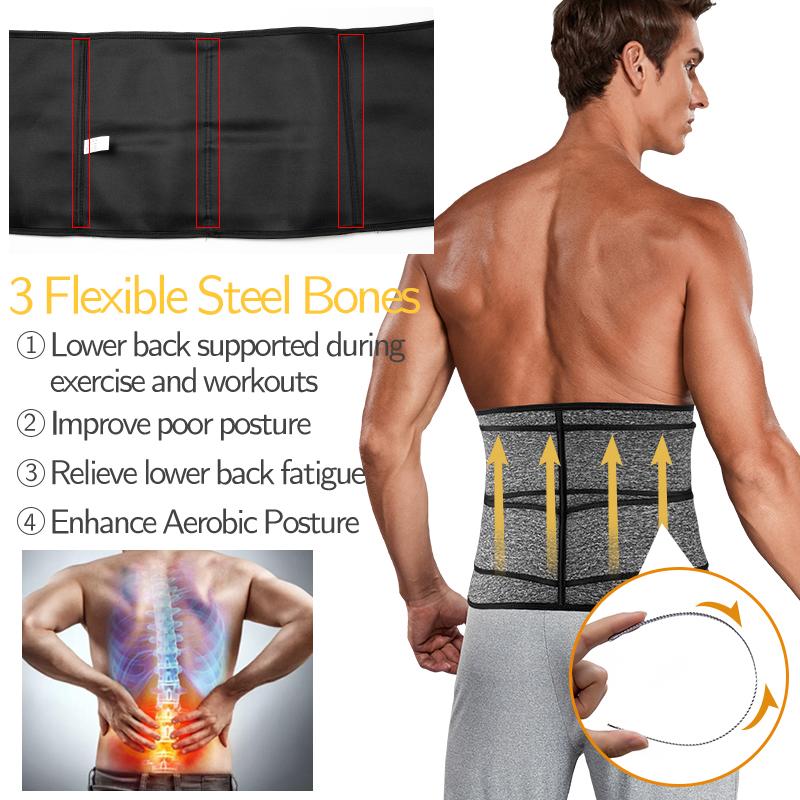 Men Waist Trainer Cincher Corset Back Support Sweat Sauna Trimmer Belt Tummy Control Body Shaper Workout Compression Belly Band Slimming Shapewear