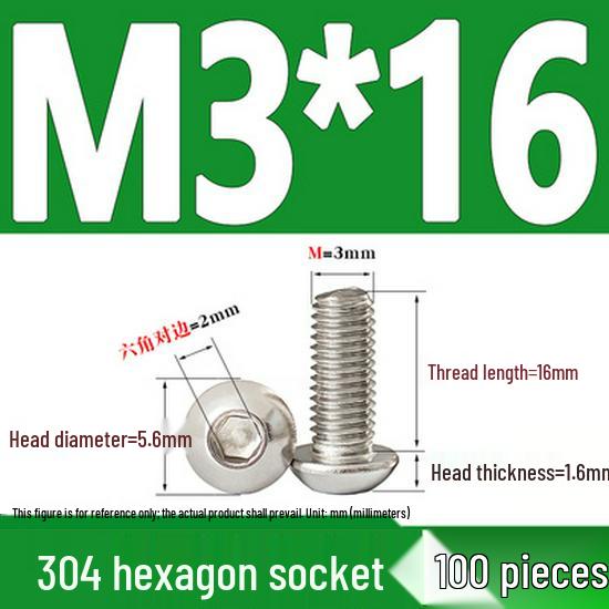 Шестигранные винты с полусферической головкой из нержавеющей стали по ISO7380 - от M2 до M16
