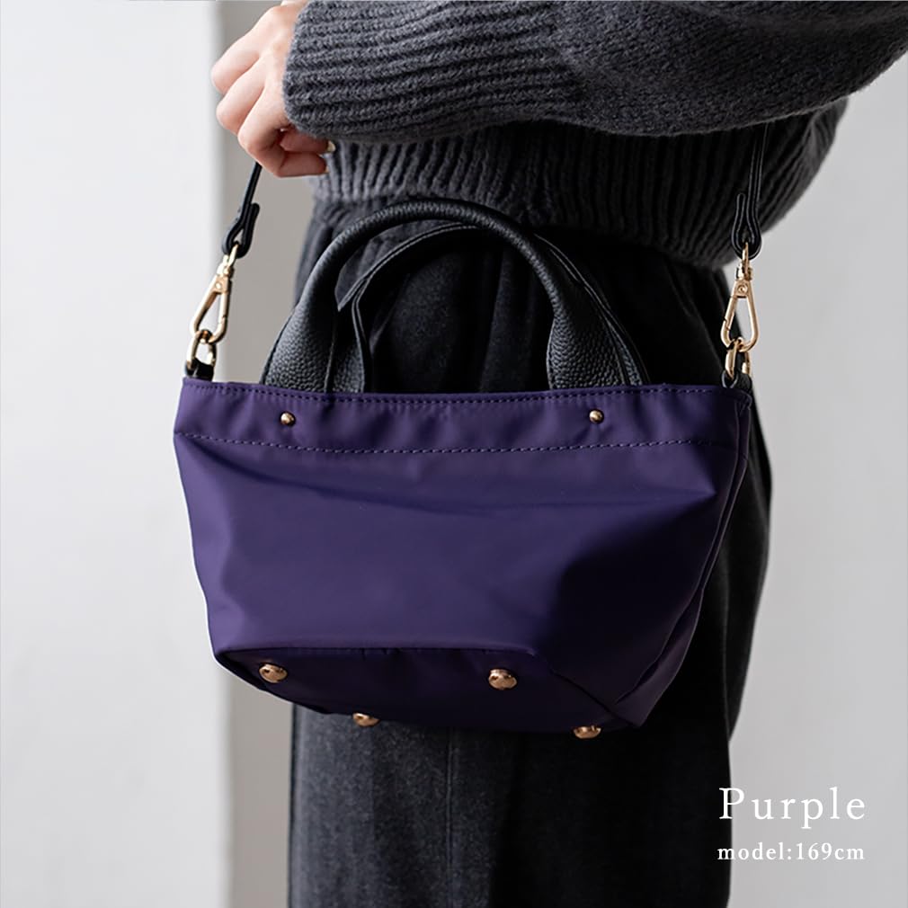 VITAFELICE Genuine Leather Handbag for 3-Space Women, inb-10194z (Purple)