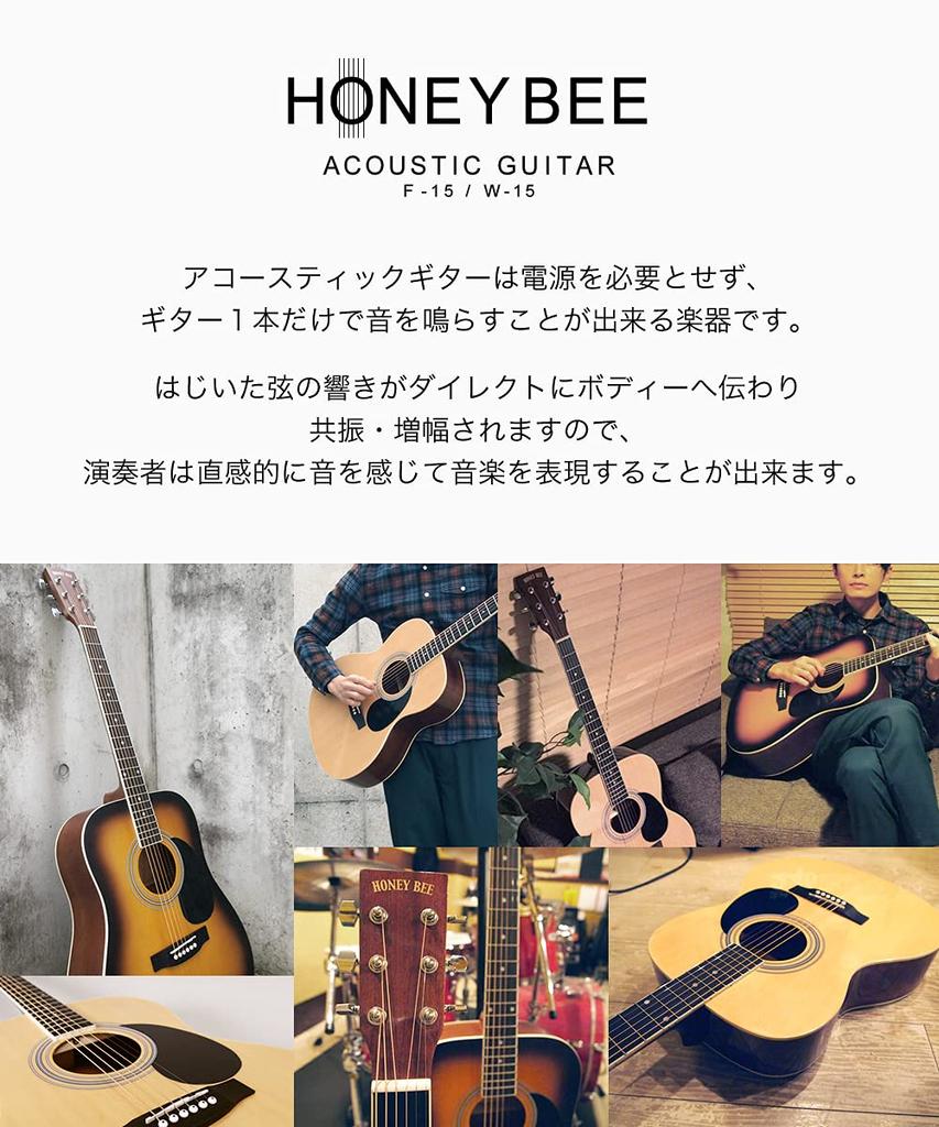 HONEY BEE Акустическая гитара Фолк-гитара Типа для начинающих Вводный набор из 16 предметов F-15/CRD