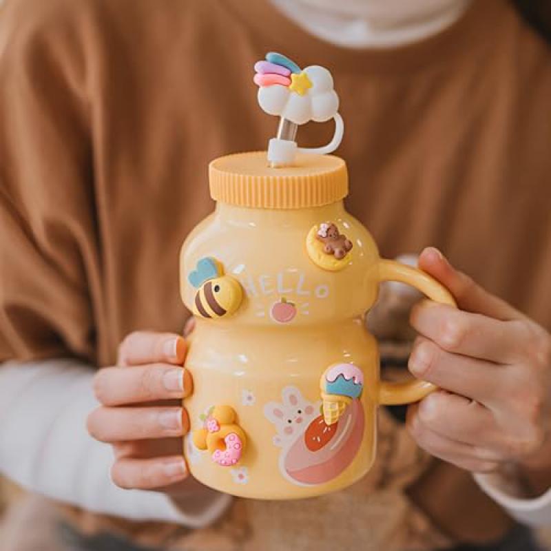 3D Crown Cloud Straw Toppers Rainbow Cloud Straw Covers, Soft Silicone 0.4in/10mm Straws Accessories with Stanley Cup 40Oz