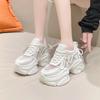 Новые бежевые кроссовки на платформе для женщин со шнуровкой, дышащие, Mech Comfort, 8 см, скрытая увеличивающая подошва, спортивная обувь, вулканизированная обувь