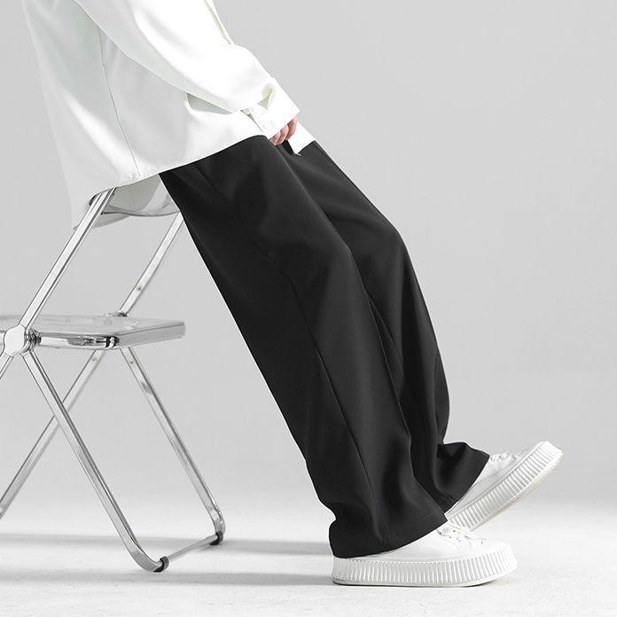 Мужские брюки свободного покроя Nine-Point в гонконгском стиле с широкими штанинами