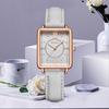 Watch Ladies, Fashionable Retro Square Watch Roman Scale Elegant Diamond-Encrusted Leather Women'S Watch 7027