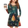 Christmas Day Girls' Long Sleeve Dress - Color Pocket Dress