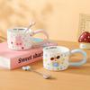 Cute Polka Dot Ceramic Cup Mug Household Coffee Cup Couple Cartoon Creative Water Cup Ceramic Breakfast Cup
