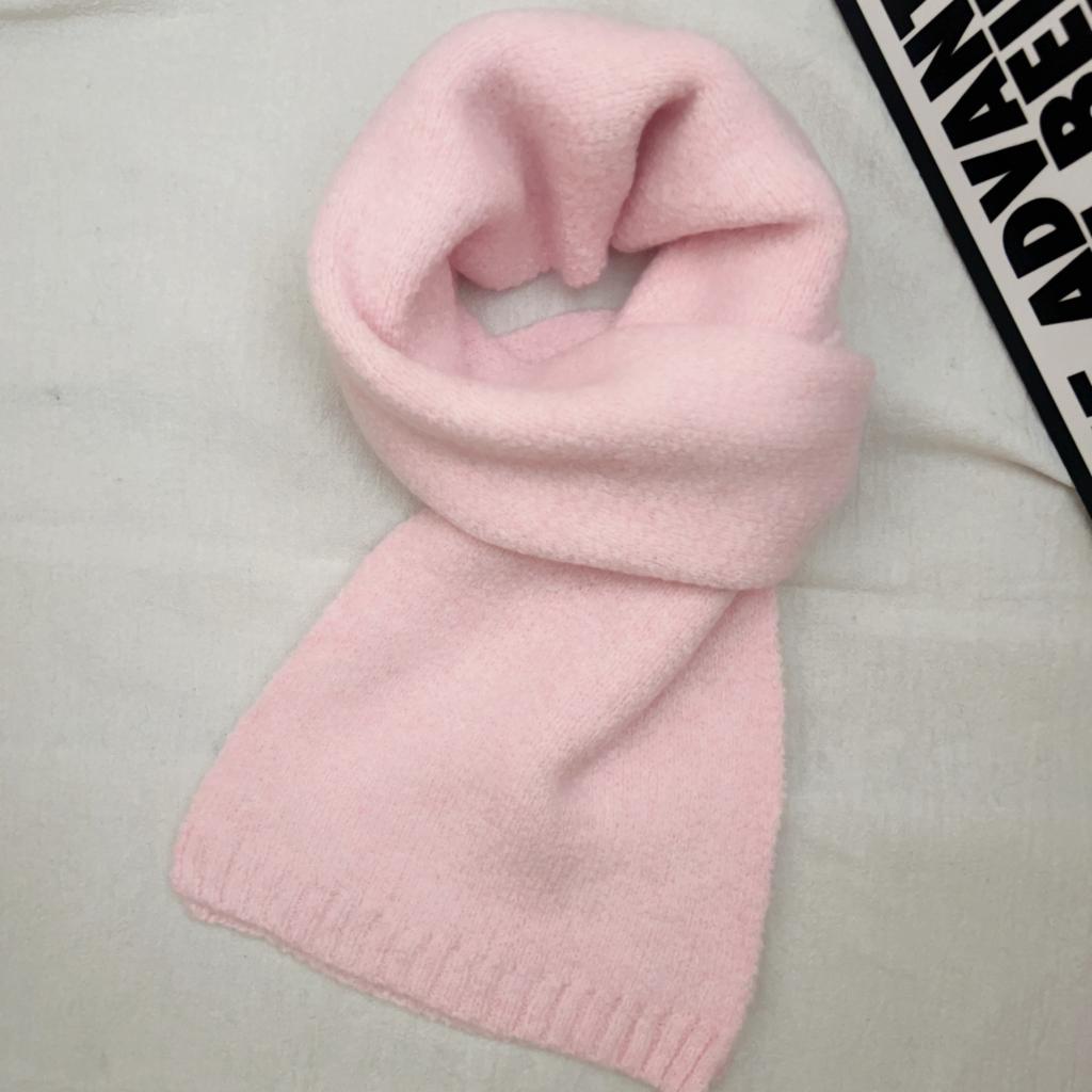 High-end solid color wool scarf women's winter simple fashion versatile thickened warm knitted scarf