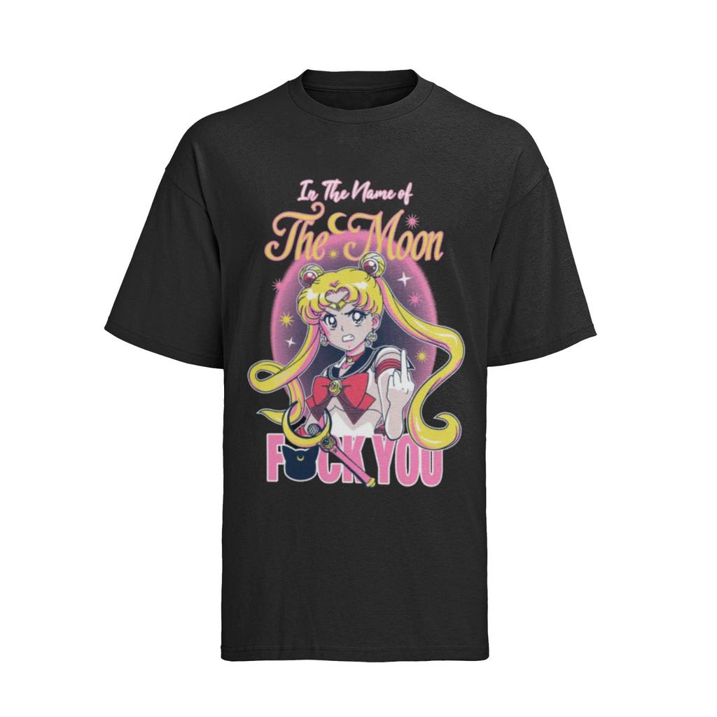 Organic Mens T-Shirt Mens Womens Tees Top Cotton Funny Anime Sailor Moon Fuck You Saying NERD GEEK