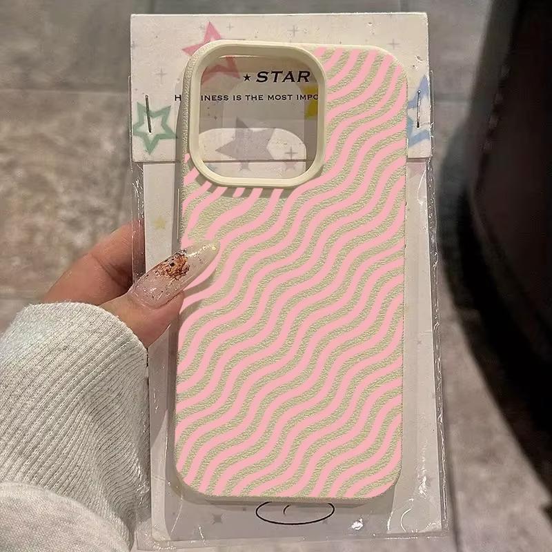 Розовый чехол для телефона с волнистым узором для iPhone 17 Pro Max 16 15 14 13 12 11 Pro 14 15 Plus 17 Air Ударопрочный силиконовый мягкий чехол