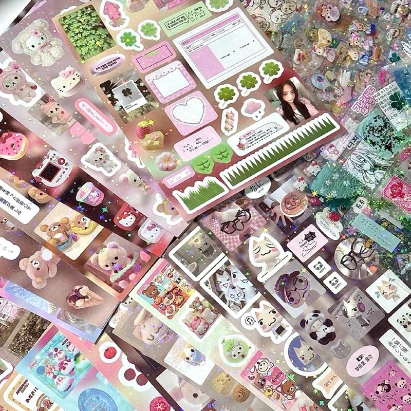 10pcs Set Y2K Random Cute Glitter Laser Sticker for Phone Camera Luggage Journal Sticker Kawaii Decoration Sticker Gift 6