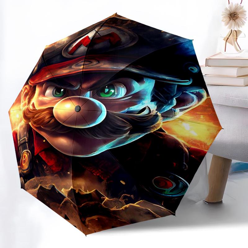 1pc Super Mario Adventure Cartoon Umbrella, Portable 3-Fold Compact Umbrella, Suitable for Camping, Hiking and Travel, Ideal Easter Birthday Gift