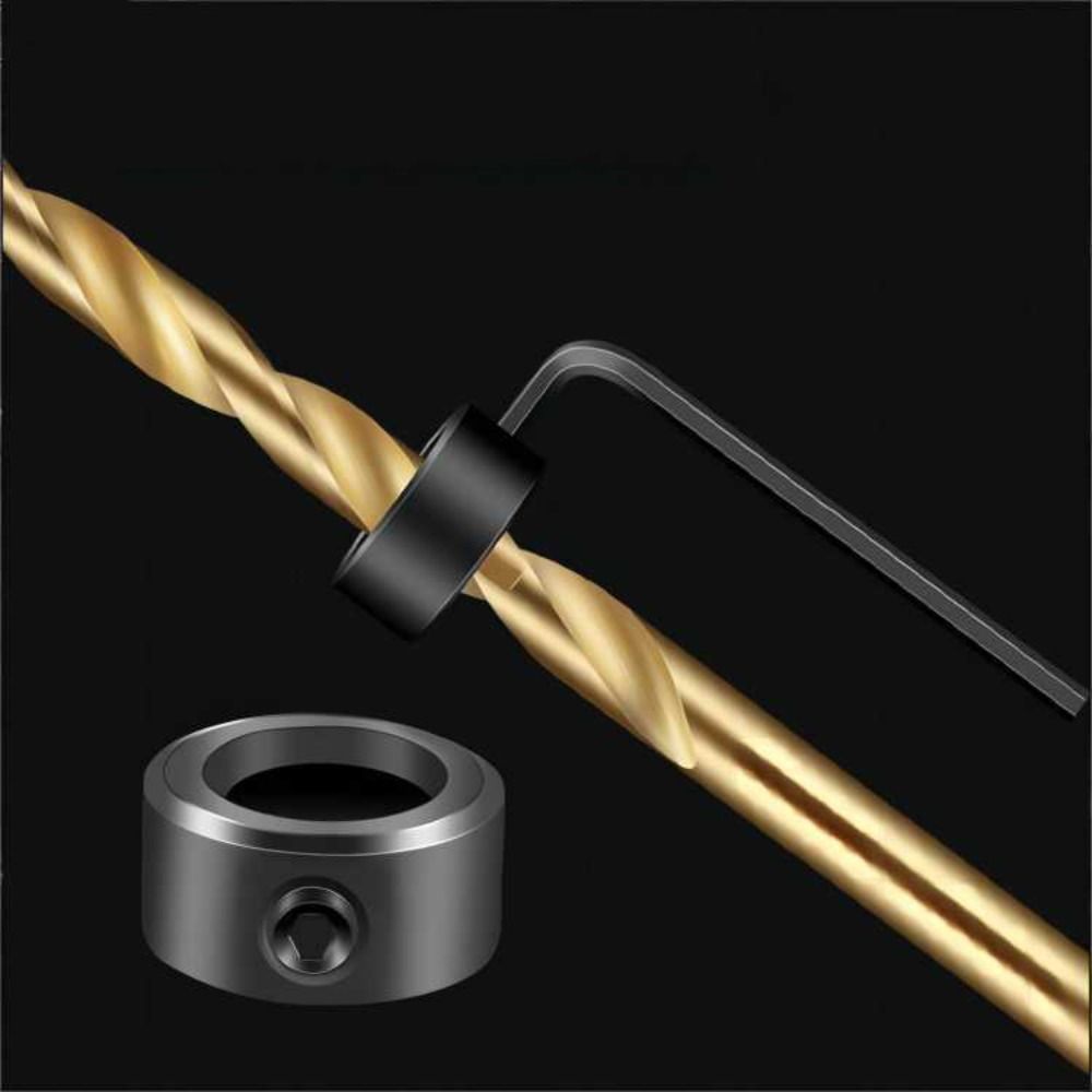Adjustable Drill Stoper Collar Set with Hex Wrench Drill Stop Ring Bit Positioner Woodwork Tools