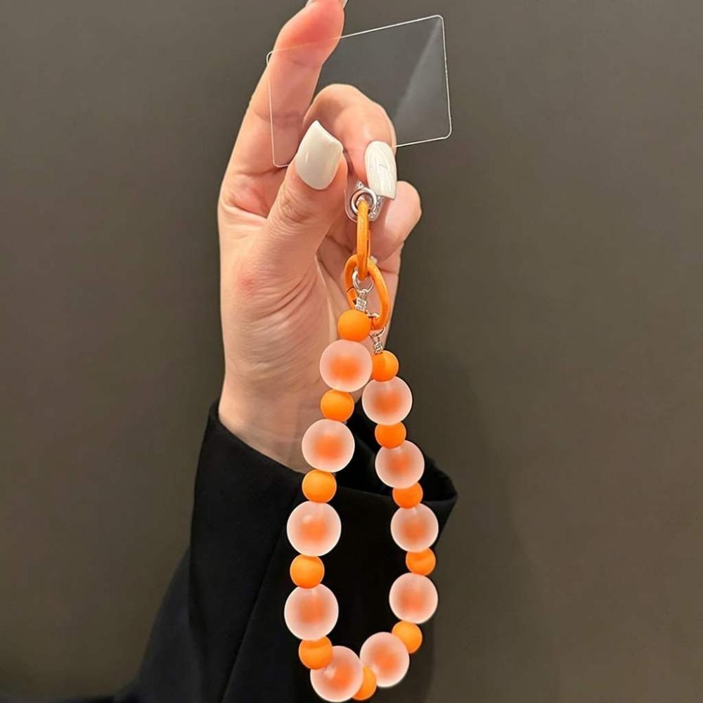 Frosted Skin-like Beaded Phone Lanyard Anti-lost Phone Charms Gifts Car Keychain For Women Girls