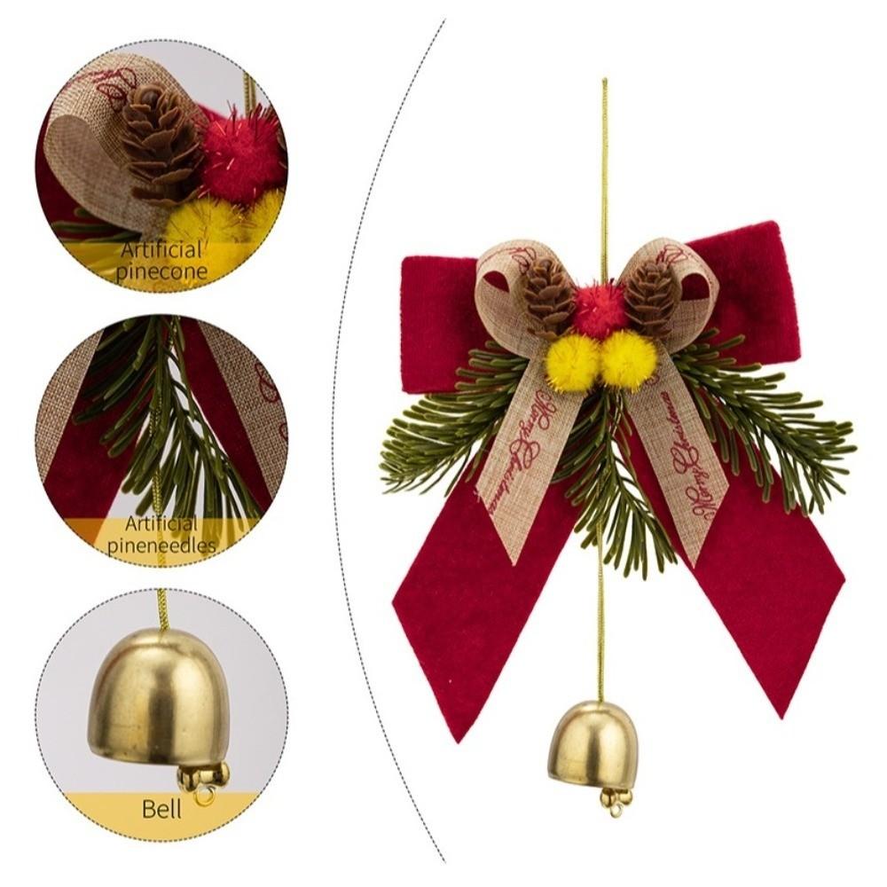 PVC Pine Needle Pinecone Christmas Bowknot Bell Pendant Christmas Hanging Christmas Tree