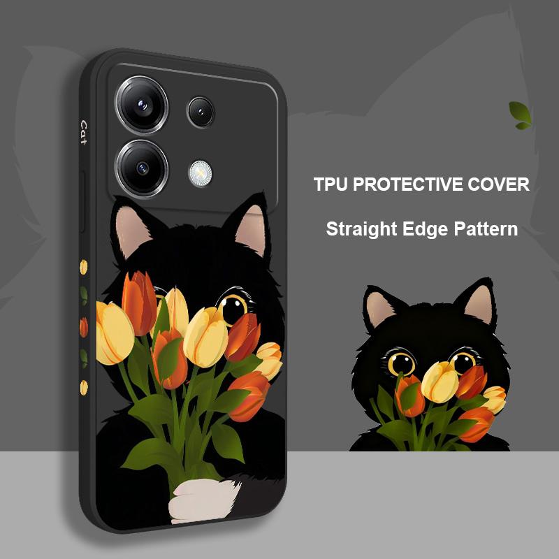 Чехол-кейс для телефона с милым котиком-тюльпаном для Xiaomi Poco F8 F7 X7 X6 F6 M6 M5 M5S F5 X5 F4 X4 M4 F3 M3 X3 Pro 4G 5G GT Силиконовый чехол