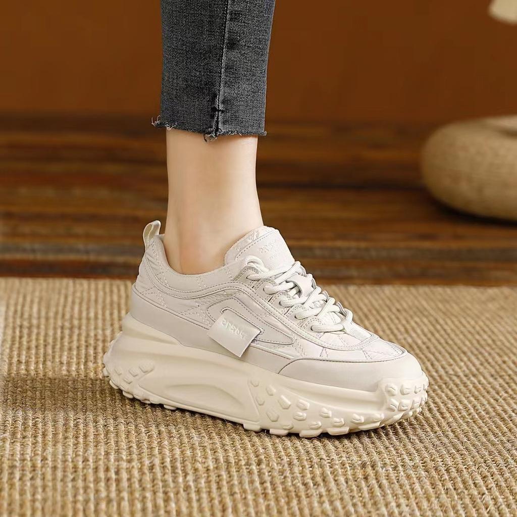 Spring Women's Shoes Fashion Casual Daddy Shoes Lace-up Comfortable Platform Shoes Thick Sole Same Style Fashionable Ladies Shoes