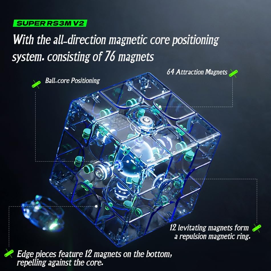 Bucubke Moyu Super RS3M V2 Ball Core UV 3x3 Magic Cube 2023 Puzzle Magic Cube MFJS Super RS3 M V2 Magnetic Levitation Ball Core Positioning Magic