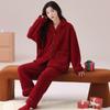 Red Pajamas Women'S Autumn And Winter Flannel Coral Fleece Pajamas Men'S Festive Wedding Couple New Set