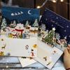 3D Поздравительные открытки с Сантой Складная открытка Счастливого Рождества Наилучшие пожелания Рождественский подарок для новогоднего благословения Открытка-благодарность Украшение